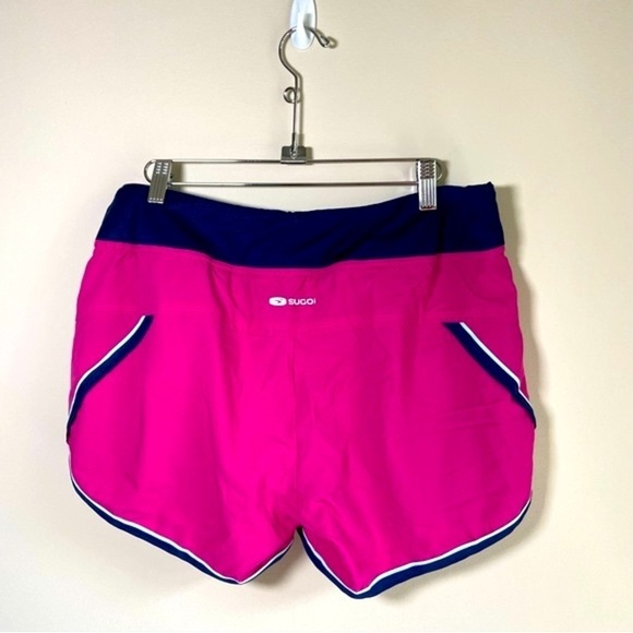 Sugoi Prism 4” Running Shorts Lined with Drawstring Pink and Navy Large - Picture 2 of 7